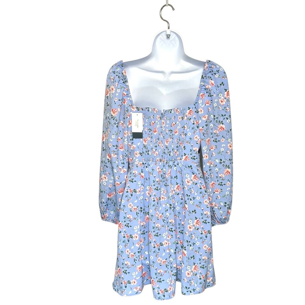 Abercrombie & Fitch Floral Mini Babydoll Dress NWT Women's Sz M Blue Cottagecore - Picture 2 of 8